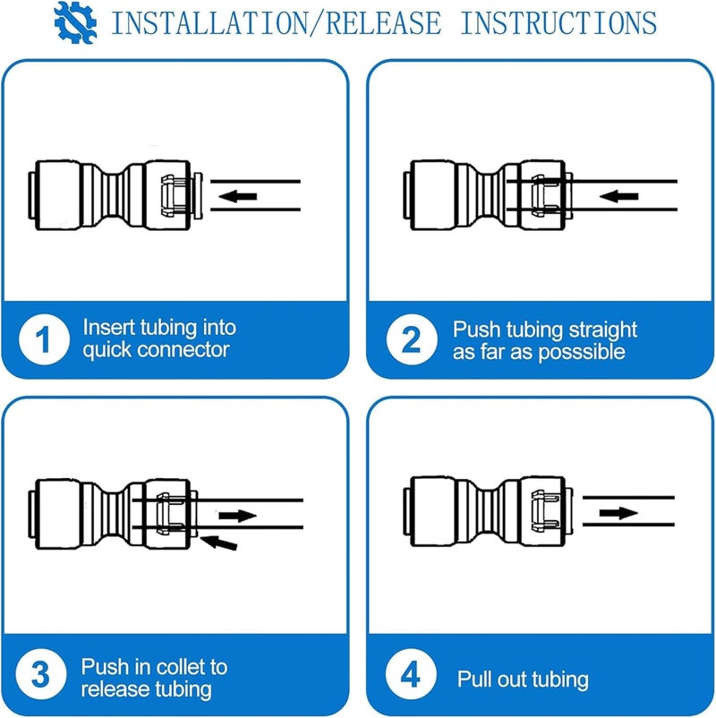 HAO CHEN 3/8" O.D.RO Water Tubing,15FT Food Grade PE Water Line+12Pcs 3/8" Quick Connect Fittings for RO Reverse Osmosis Water Purifier Filter System(Plastic Tubing+Ball Valve+T+Y+L+I+1/4"-3/8" fitting+Cutter) - Image 5